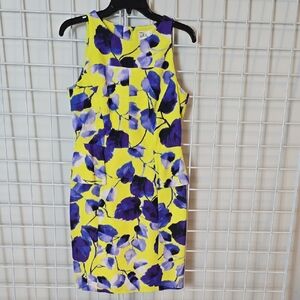 Milly Yellow & Purple Floral Knee Length Sheath Dress Size 6